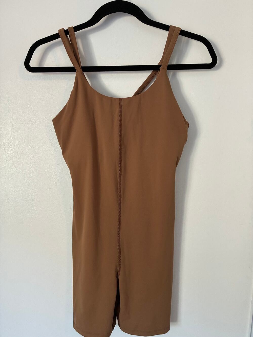 Thrive Societe Activewear Tan Onesie Built In Bra Biker Shorts Size S